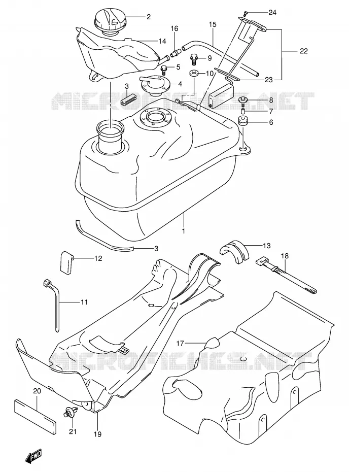 RESERVOIR D'ESSENCE (MODELE K1/K2) Suzuki SCOOTER 250 BURGMAN 2000  AN250RY(E2)