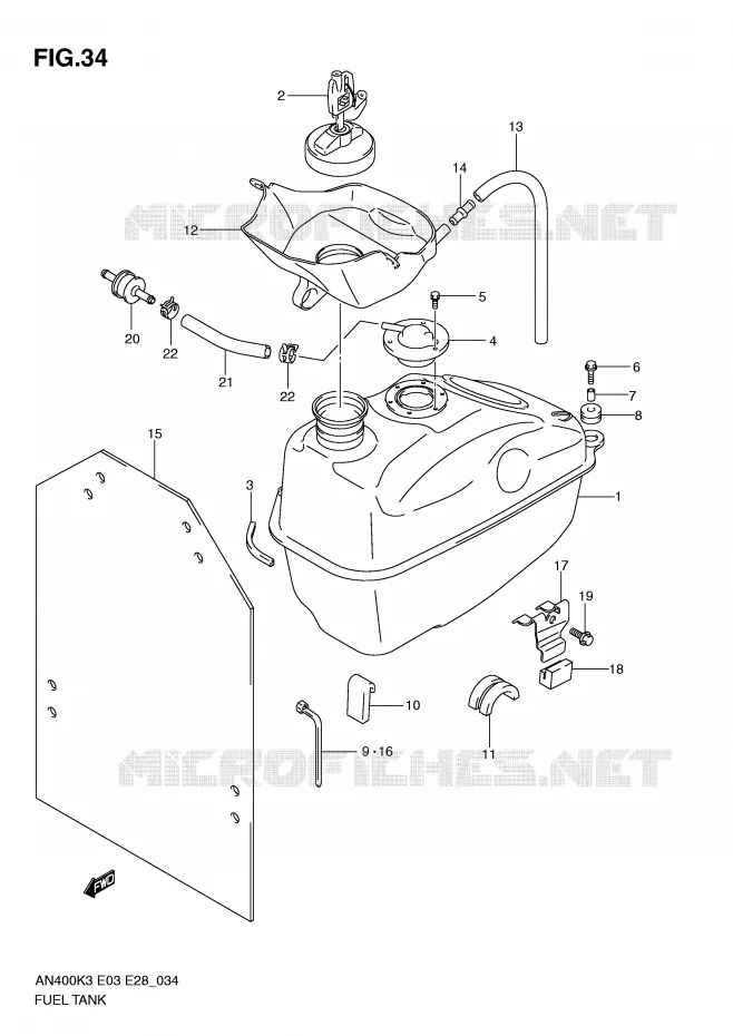 RESERVOIR D'ESSENCE Suzuki SCOOTER 400 BURGMAN 2004  AN400K4(E3/E28)