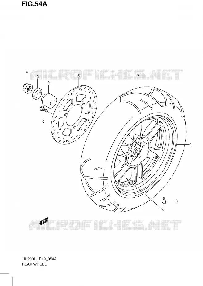 ROUE ARRIERE (MODEL EXECUTIVE P19) Suzuki SCOOTER 200 BURGMAN 2011  UH200L1(P19)