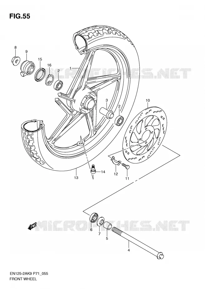 ROUE AVANT (EN125-2AK9) Suzuki MOTO 125 EN 2009  EN125-2AK9(P71)