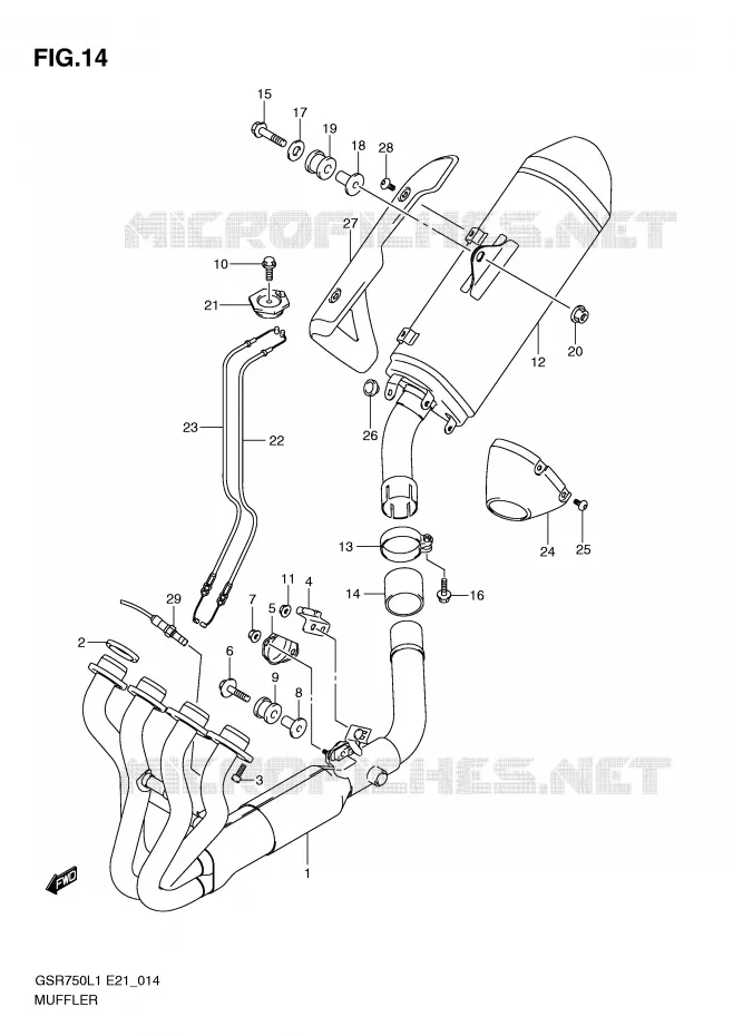 SILENCIEUX Suzuki MOTO 750 GSR 2012  GSR750L1(E21)