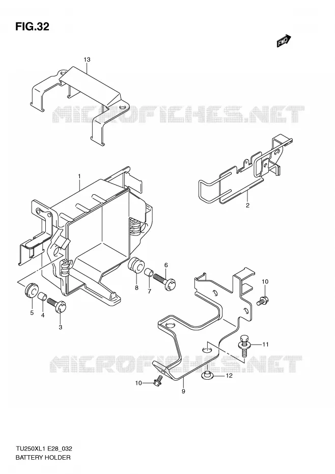 SUPPORT BATTERIE Suzuki MOTO 250 TU 2011  TU250XL1(E28)