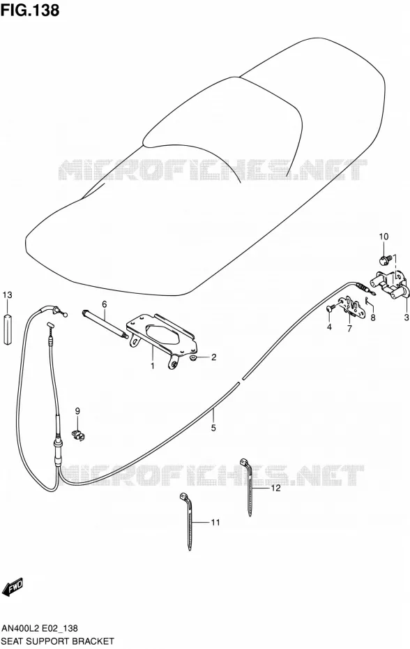 SUPPORT - VERROUILLAGE DE SELLE Suzuki SCOOTER 400 BURGMAN 2012  AN400AL2(E19,E24)