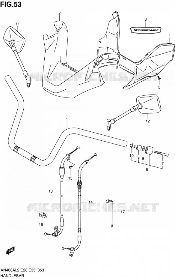 GUIDON (AN400AL2 E33) Suzuki SCOOTER 400 BURGMAN 2012  AN400AL2/AN400ZAL2(E03,E28,E33)