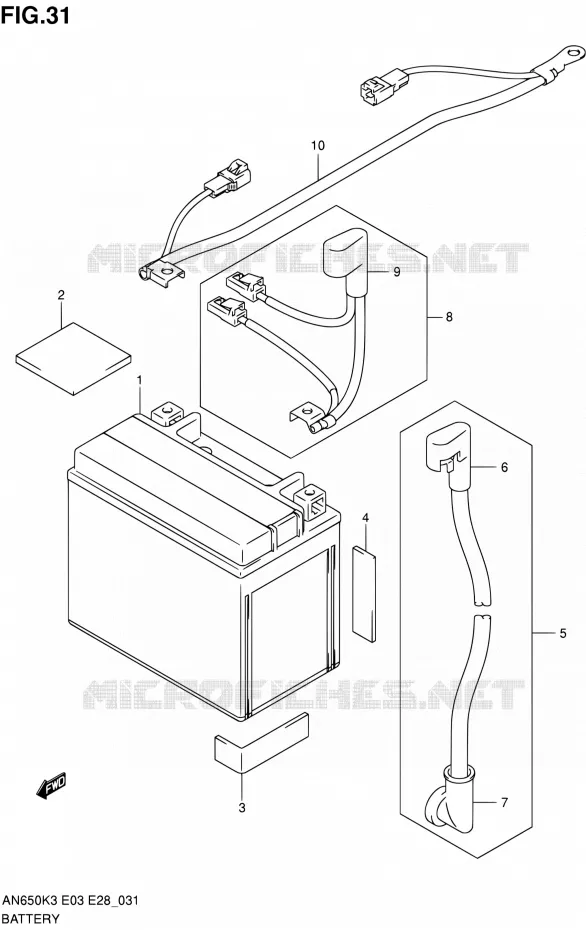 BATTERIE Suzuki SCOOTER 650 BURGMAN 2004  AN650K4(E03,E28,E33)