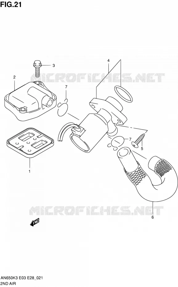 SYSTEME RECYCLAGE GAZ ECHAPPEMENT Suzuki SCOOTER 650 BURGMAN 2004  AN650K4(E03,E28,E33)
