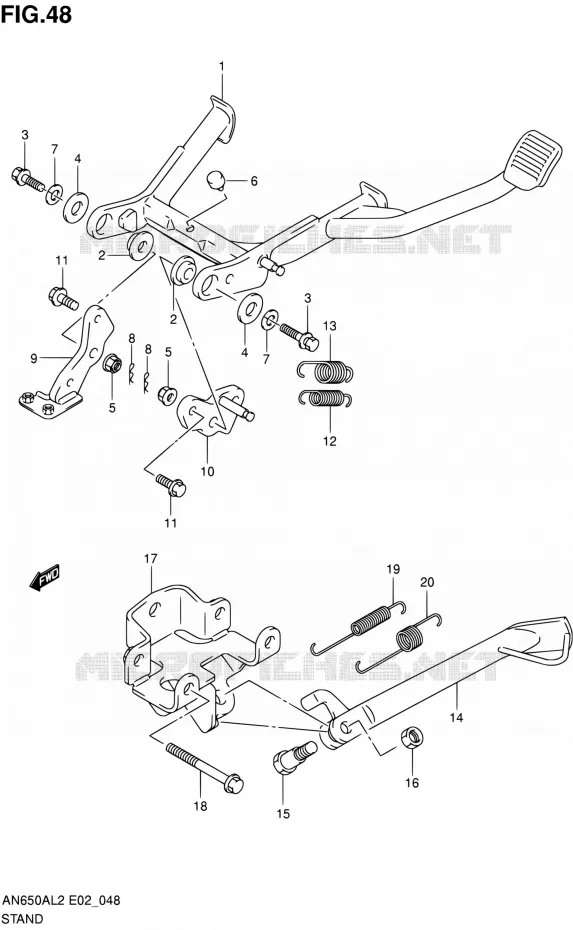 BEQUILLE Suzuki SCOOTER 650 BURGMAN 2012  AN650AL2(E02)