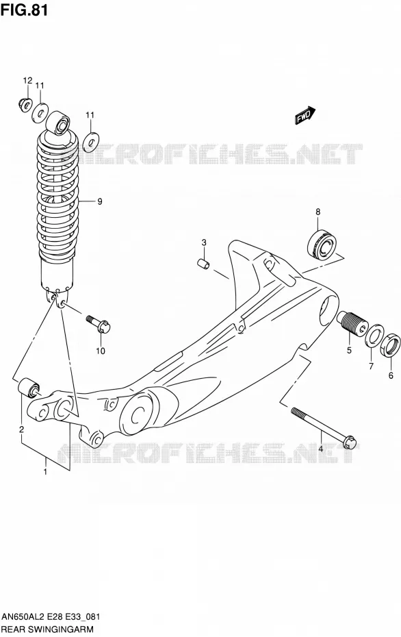 BRAS OSCILLANT ARRIERE Suzuki SCOOTER 650 BURGMAN 2012  AN650AL2(E03,E28,E33)