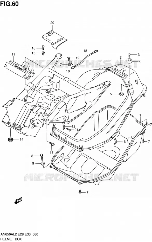 COFFRE Suzuki SCOOTER 650 BURGMAN 2012  AN650AL2(E03,E28,E33)