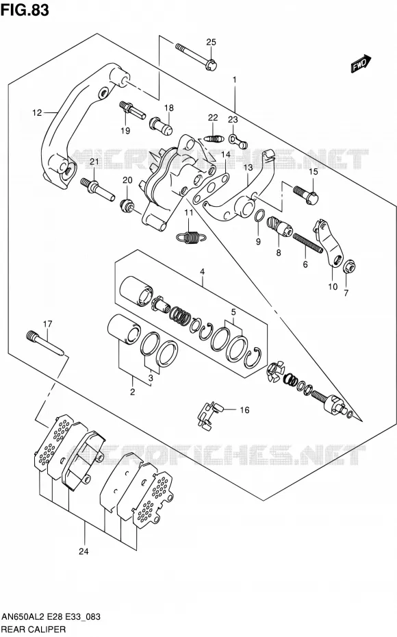 ETRIER DE FREIN ARRIERE Suzuki SCOOTER 650 BURGMAN 2012  AN650AL2(E03,E28,E33)