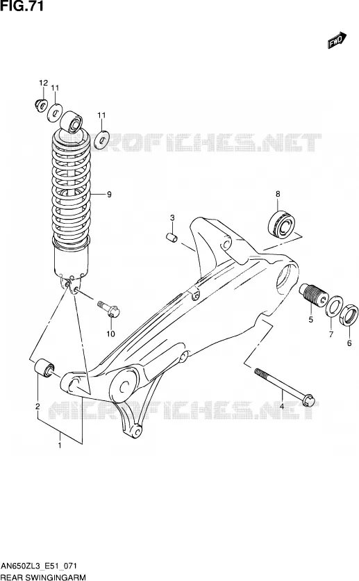 BRAS OSCILLANT ARRIERE Suzuki SCOOTER 650 BURGMAN 2013  AN650Z L3 (E51)