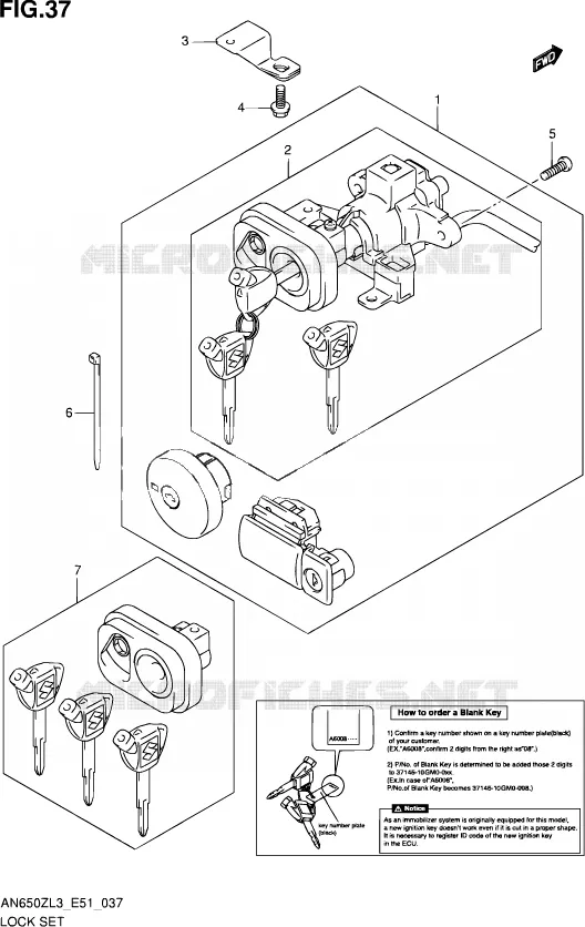 KIT SERRURE Suzuki SCOOTER 650 BURGMAN 2013  AN650Z L3 (E51)