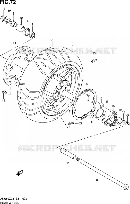 ROUE ARRIERE Suzuki SCOOTER 650 BURGMAN 2013  AN650Z L3 (E51)