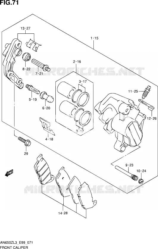 ETRIER DE FREIN AVANT Suzuki SCOOTER 650 BURGMAN 2013  AN650Z L3 (E99)