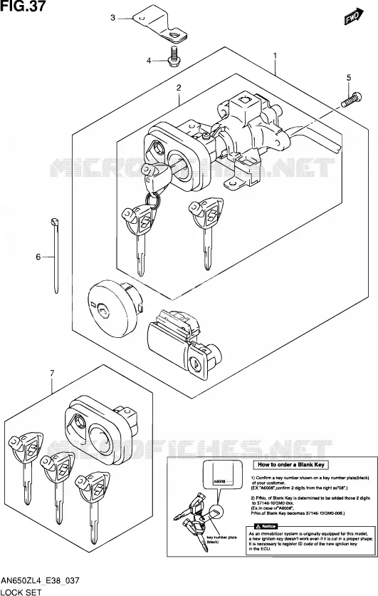 KIT SERRURE Suzuki SCOOTER 650 BURGMAN 2014  AN650Z L4 (E38)