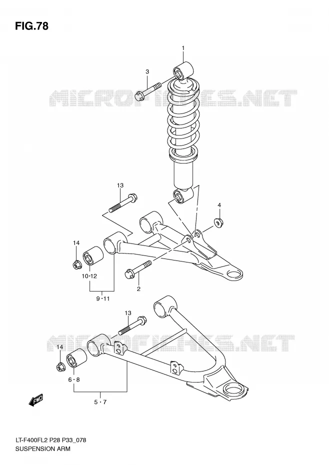 AMORTISSEUR - TRIANGLES Suzuki QUAD 400 KINGQUAD 2012  LT-F400FL2(P28)
