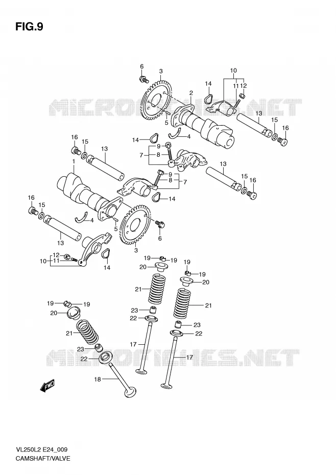 ARBRE A CAMES - SOUPAPES Suzuki MOTO 250 INTRUDER 2012  VL250L2(E24)