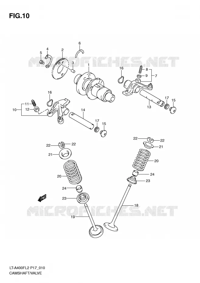 ARBRE A CAMES - SOUPAPES Suzuki QUAD 400 KINGQUAD 2012  LT-A400L2(P17)