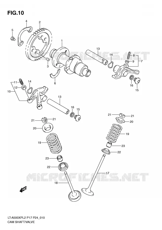 ARBRE A CAMES - SOUPAPES Suzuki QUAD 500 KINGQUAD 2012  LT-A500XPL2(P17)
