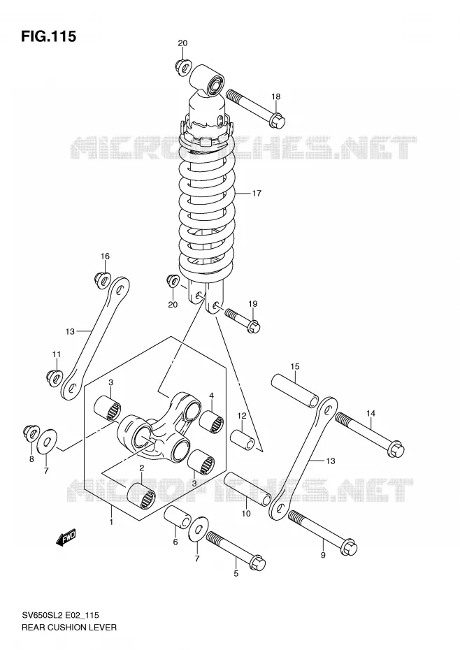 BIELLETTE DE SUSPENSION ARRIERE (SV650SL2 E24) Suzuki MOTO 650 SV 2012  SV650SAL2(E02)
