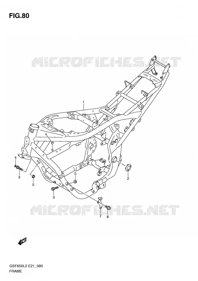 CADRE (GSF650SL2 E21) Suzuki MOTO 650 BANDIT 2012  GSF650AL2(E21)