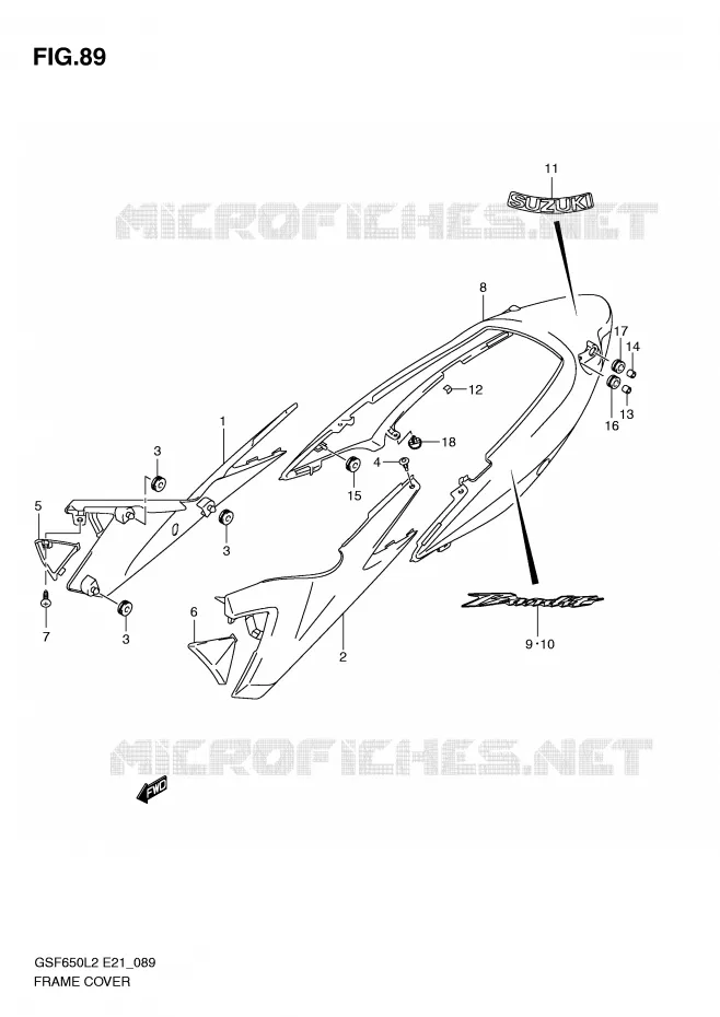 CARENAGES (GSF650AL2 E21) Suzuki MOTO 650 BANDIT 2012  GSF650SUAL2(E21)
