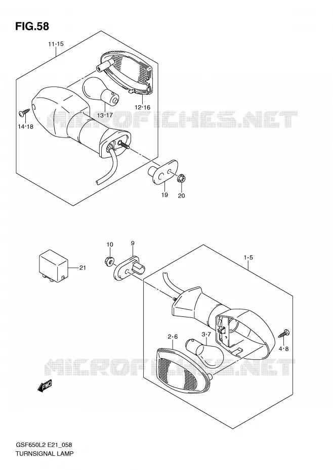CLIGNOTANTS (GSF650L2 E21) Suzuki MOTO 650 BANDIT 2012  GSF650L2(E21)