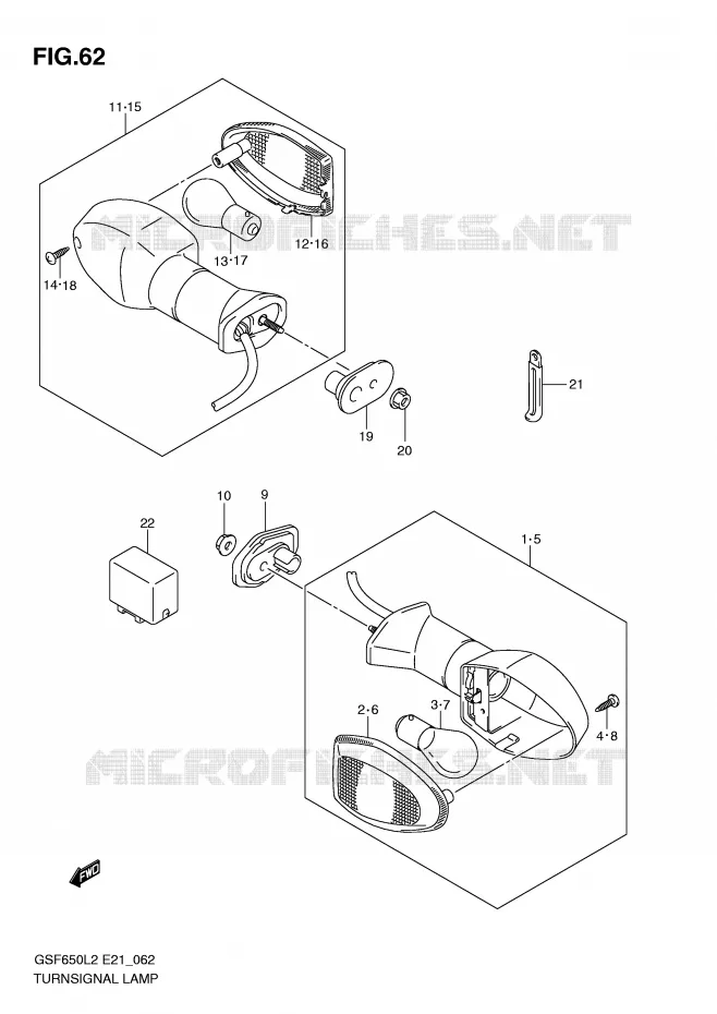 CLIGNOTANTS (GSF650SL2 E21) Suzuki MOTO 650 BANDIT 2012  GSF650UA L2