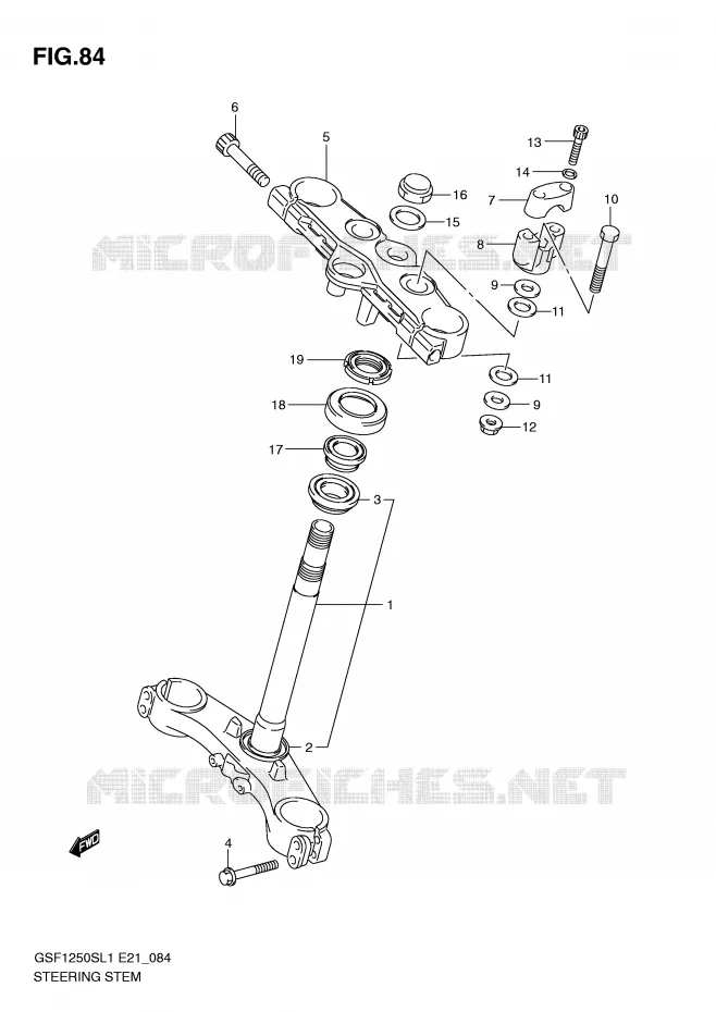 COLONNE DE DIRECTION (GSF1250SAL1 E21) Suzuki MOTO 1250 BANDIT 2011  GSF1250SL1(E21)
