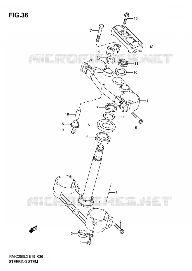 COLONNE DE DIRECTION Suzuki MOTO 250 RM-Z 2012  RM-Z250L2(E19)