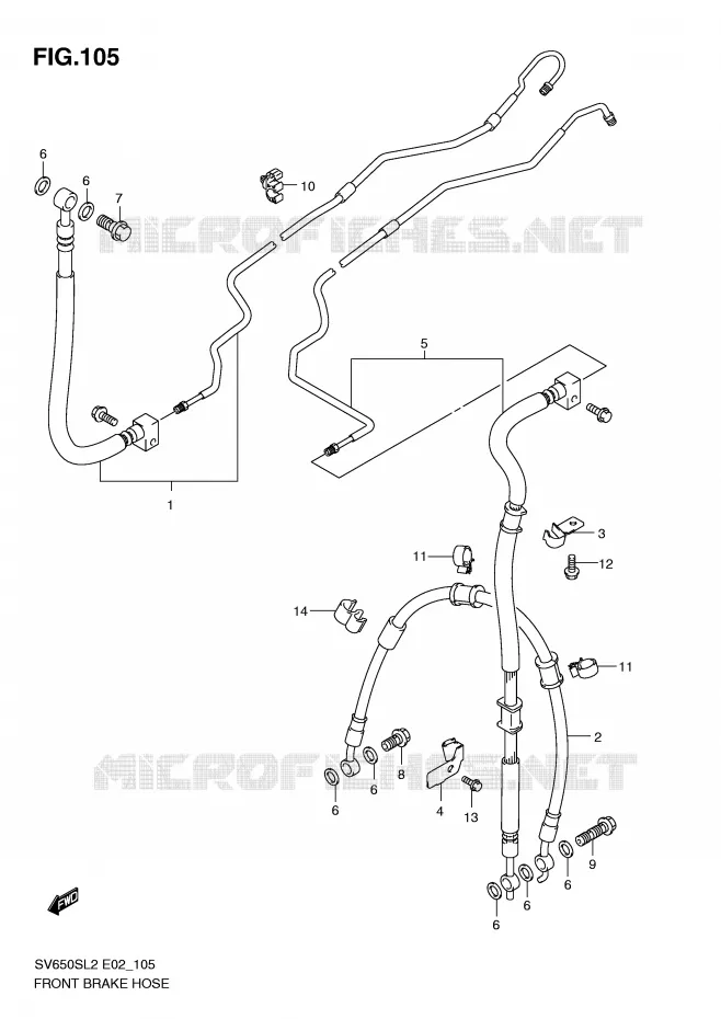 DURITE DE FREIN AVANT (SV650SAL2 E24) Suzuki MOTO 650 SV 2012  SV650SAL2(E02)