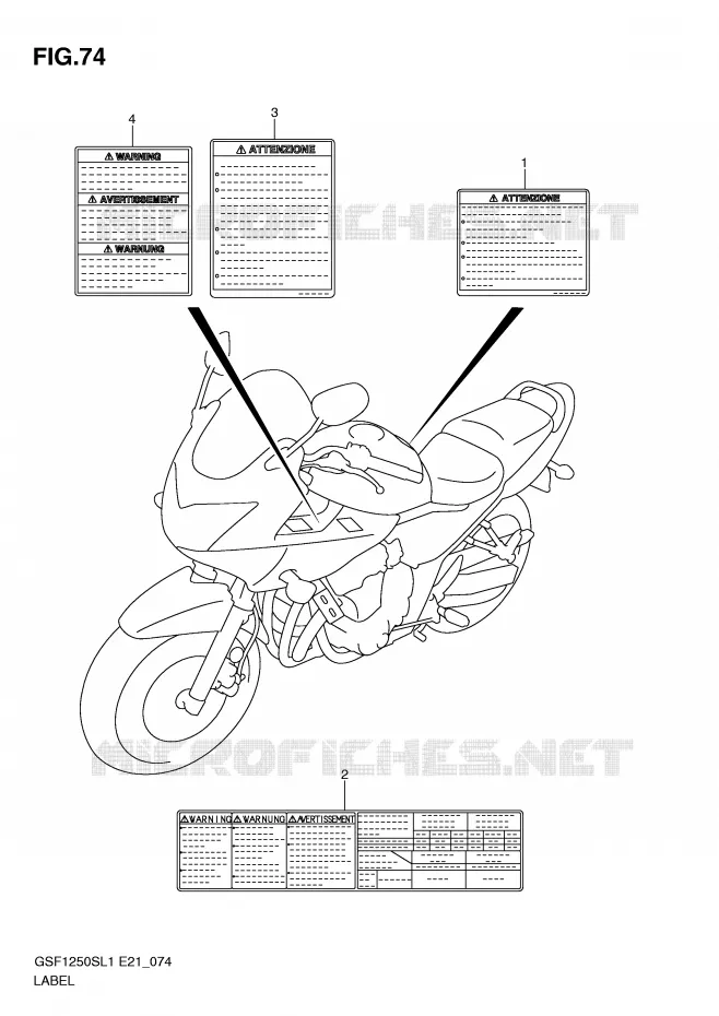 ETIQUETTE (GSF1250SAL1 E21) Suzuki MOTO 1250 BANDIT 2012  GSF1250SAL1(E21)