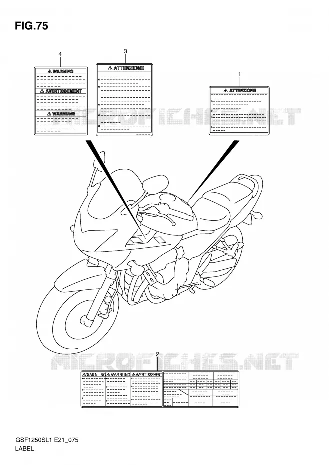 ETIQUETTE (GSF1250SAL1 E24) Suzuki MOTO 1250 BANDIT 2011  GSF1250SL1(E21)