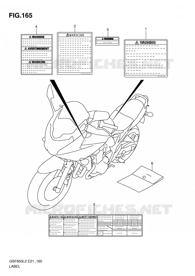 ETIQUETTE (GSF650SAL2 E21) Suzuki MOTO 650 BANDIT 2012  GSF650SAL2(E21)