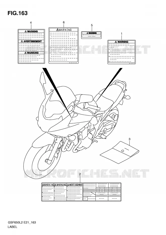 ETIQUETTE (GSF650SL2 E21) Suzuki MOTO 650 BANDIT 2014  GSF650SAL2(E21)