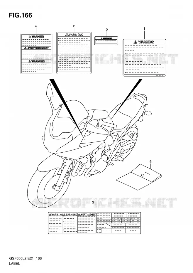 ETIQUETTE (GSF650SUAL2 E21) Suzuki MOTO 650 BANDIT 2012  GSF650UA L2