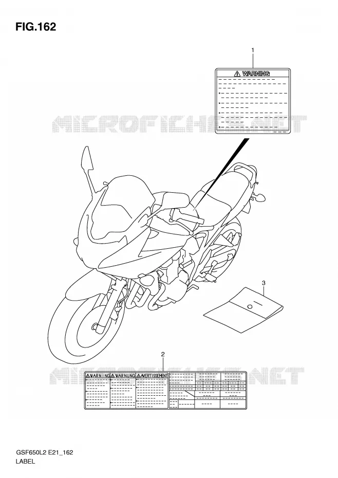 ETIQUETTE (GSF650UAL2 E21) Suzuki MOTO 650 BANDIT 2012  GSF650UAL2(E21)