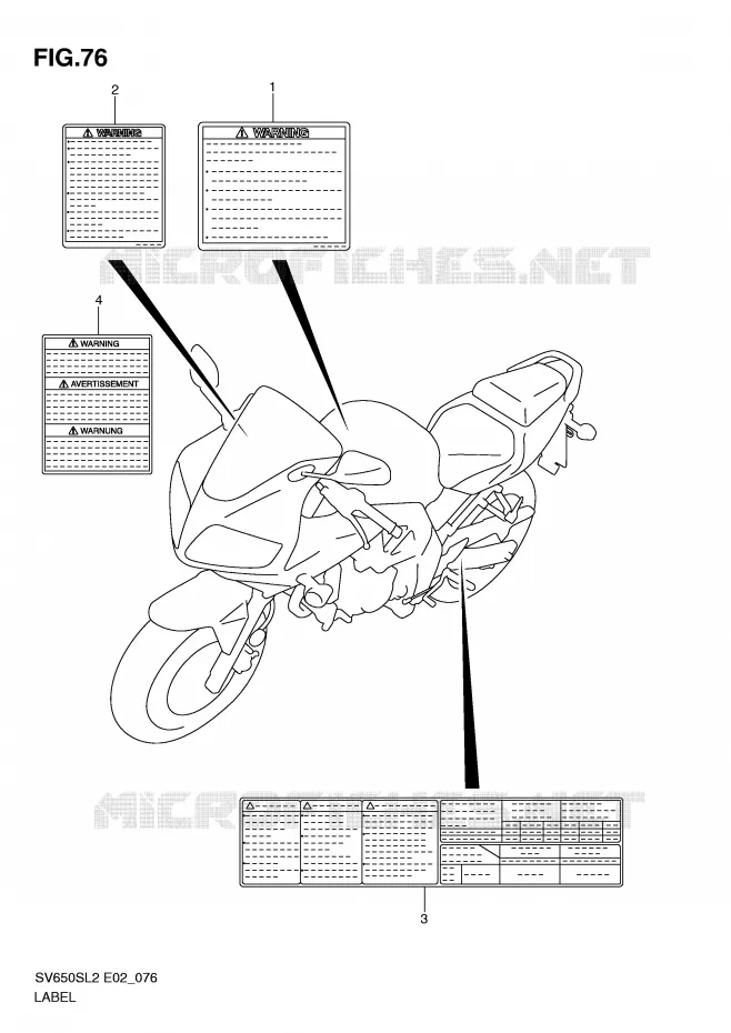 ETIQUETTE (SV650SL2 E2) Suzuki MOTO 650 SV 2012  SV650SUL2(E02)
