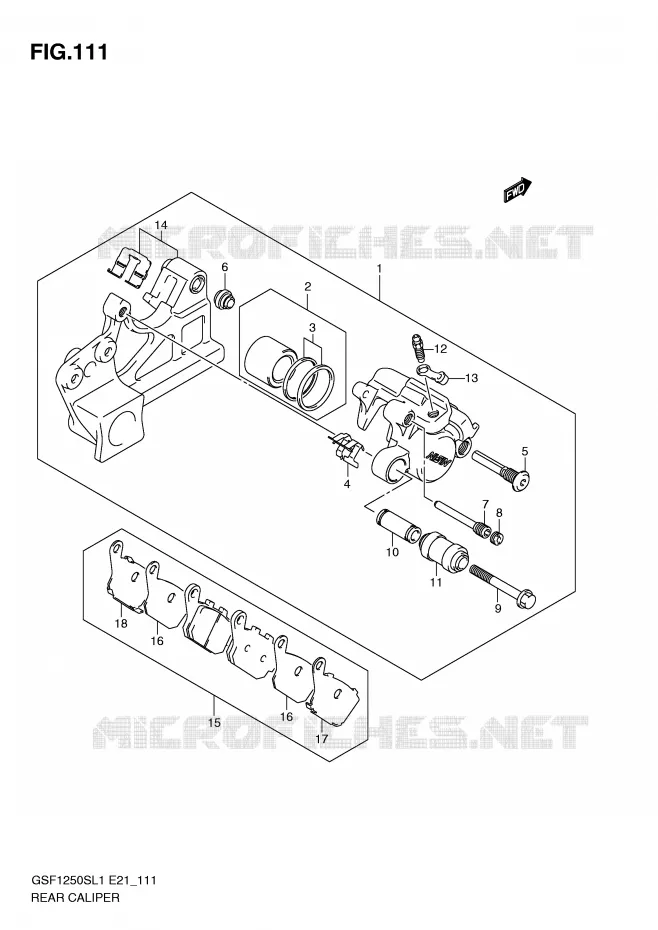 ETRIER DE FREIN ARRIERE (GSF1250SAL1 E24) Suzuki MOTO 1250 BANDIT 2011  GSF1250SAL1(E21)