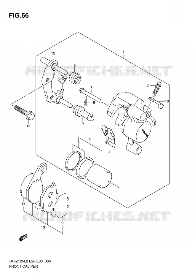 ETRIER DE FREIN AVANT (DR-Z125LL2 E28) Suzuki MOTO 125 DR-Z 2012  DR-Z125LL2(E28)