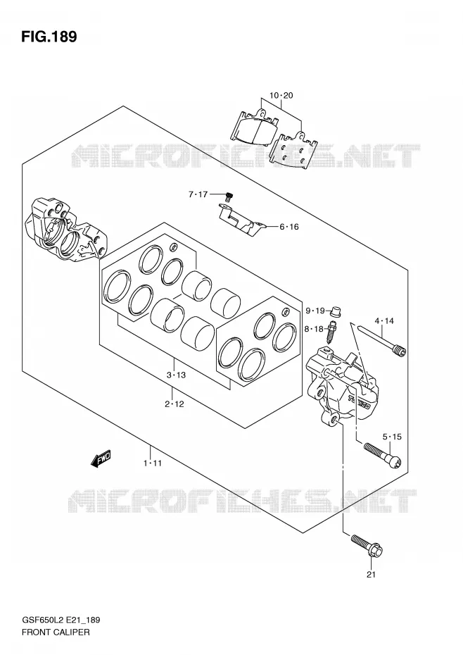 ETRIER DE FREIN AVANT (GSF650L2 E21) Suzuki MOTO 650 BANDIT 2012  GSF650UAL2(E21)