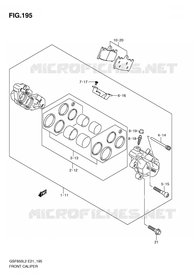 ETRIER DE FREIN AVANT (GSF650SAL2 E21) Suzuki MOTO 650 BANDIT 2012  GSF650SAL2(E21)
