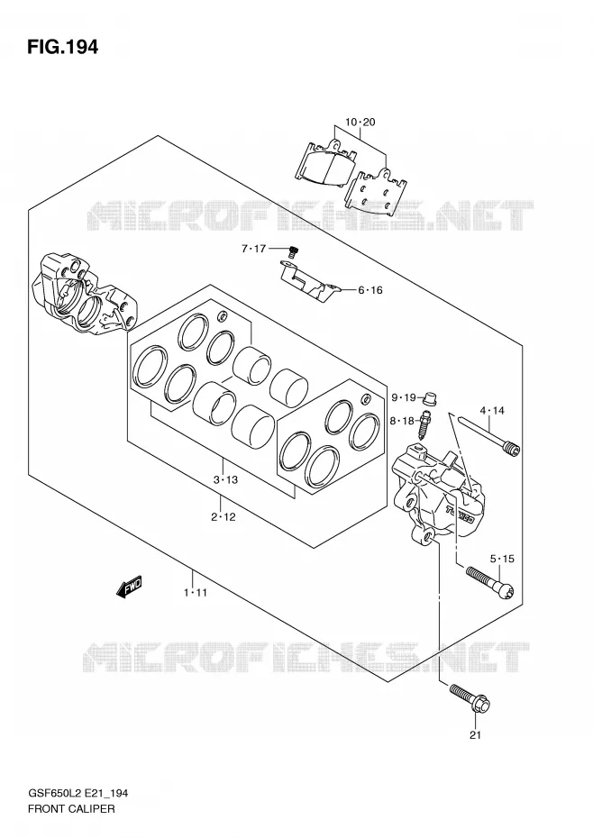 ETRIER DE FREIN AVANT (GSF650SUL2 E21) Suzuki MOTO 650 BANDIT 2015  GSF650SAL2(E21)