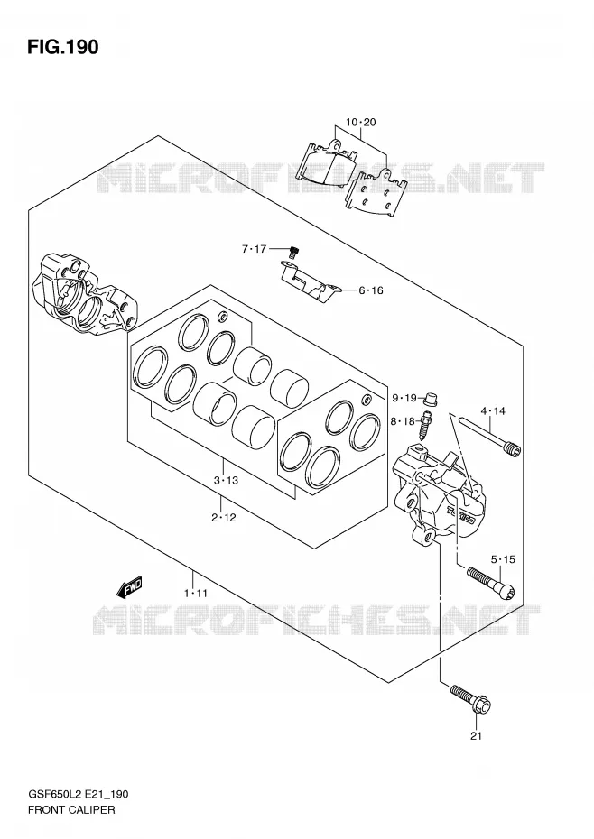 ETRIER DE FREIN AVANT (GSF650UL2 E21) Suzuki MOTO 650 BANDIT 2014  GSF650SAL2(E21)