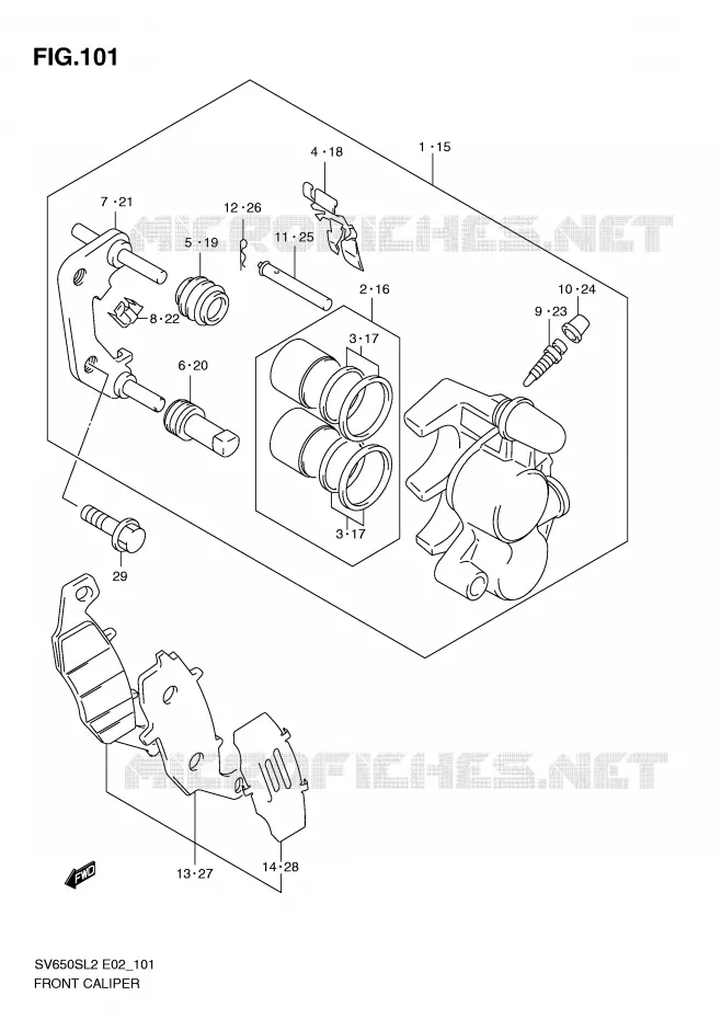 ETRIER DE FREIN AVANT (SV650SAL2 E24) Suzuki MOTO 650 SV 2012  SV650SL2(E02)