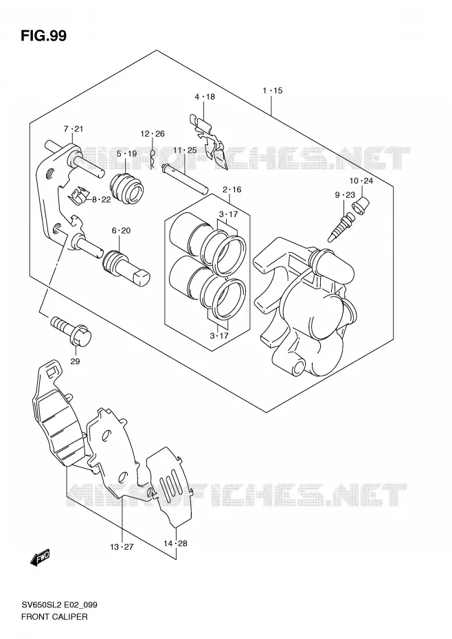 ETRIER DE FREIN AVANT (SV650SL2 E24) Suzuki MOTO 650 SV 2012  SV650SL2(E02)