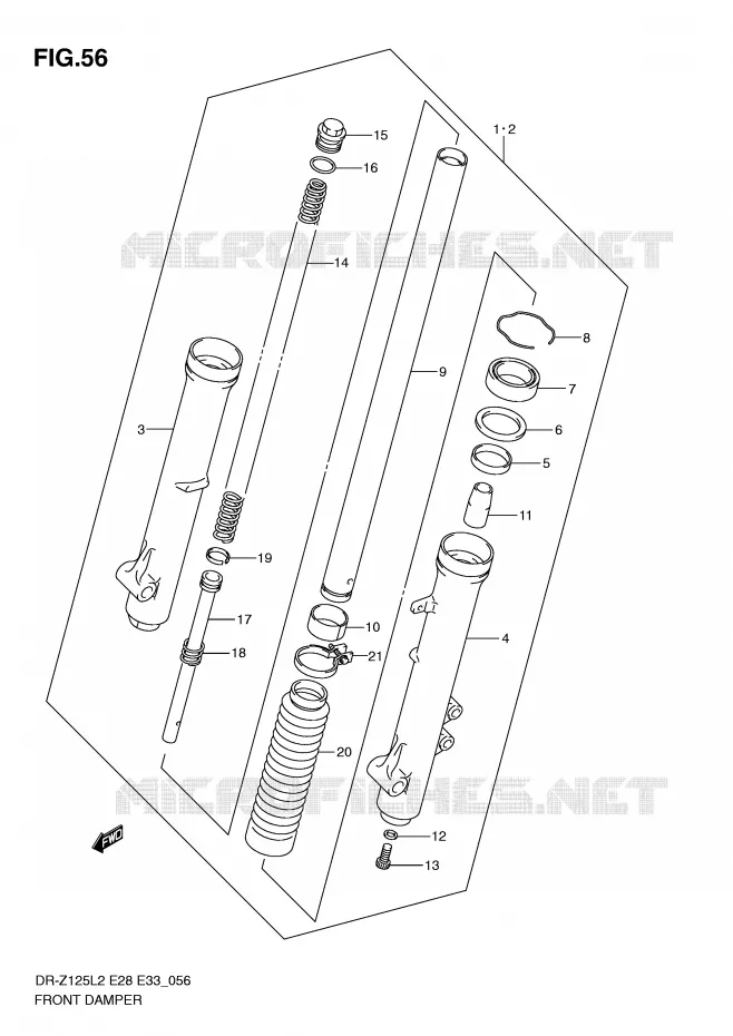 FOURCHE (DR-Z125LL2 E28) Suzuki MOTO 125 DR-Z 2012  DR-Z125L2(E28)