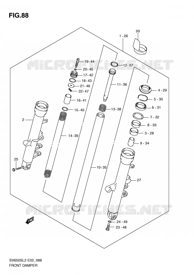 FOURCHE (SV650SAL2 E24) Suzuki MOTO 650 SV 2012  SV650SL2(E02)