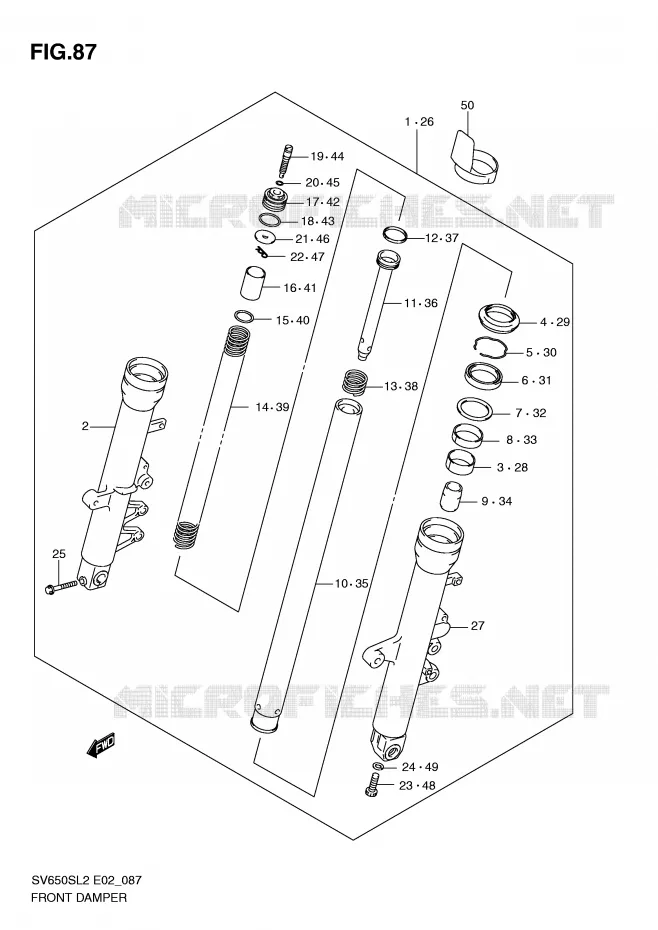 FOURCHE (SV650SUL2 E24) Suzuki MOTO 650 SV 2012  SV650SUL2(E02)