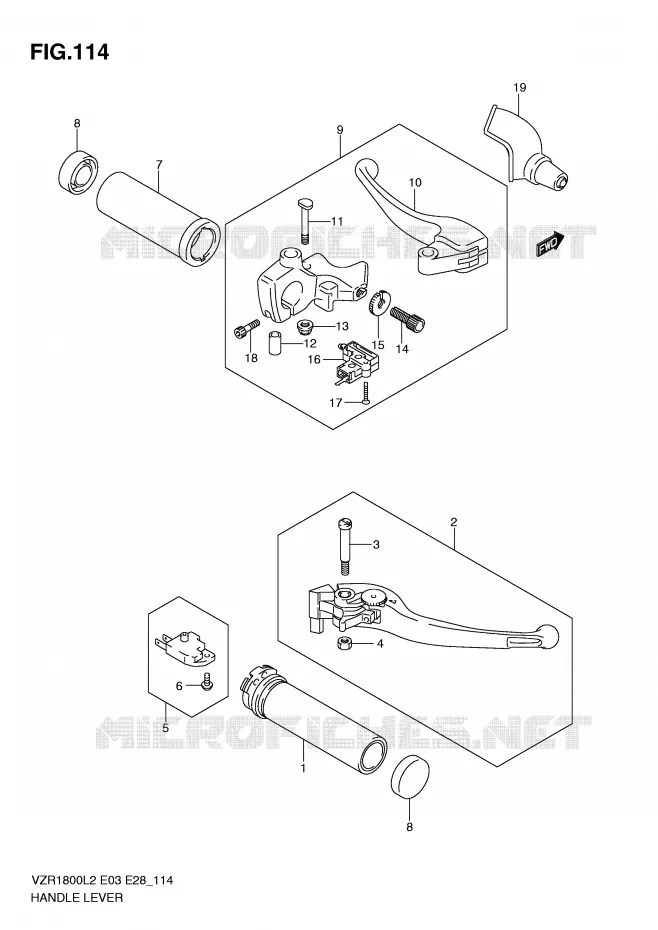 LEVIERS - POIGNEES (VZR1800L2 E28) Suzuki MOTO 1800 INTRUDER 2012  VZR1800ZL2(E03)